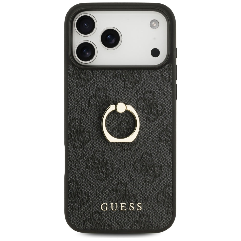 Funda para Apple iPhone 17 Pro Max, Guess, 4G Ring Stand, Negra