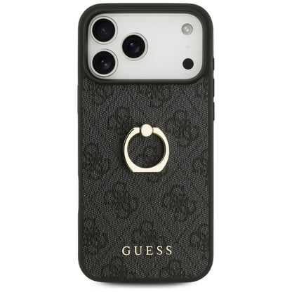Funda para Apple iPhone 17 Pro Max, Guess, 4G Ring Stand, Negra