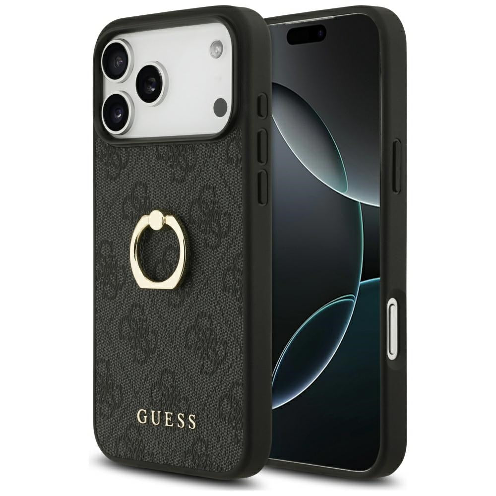 Funda para Apple iPhone 17 Pro Max, Guess, 4G Ring Stand, Negra