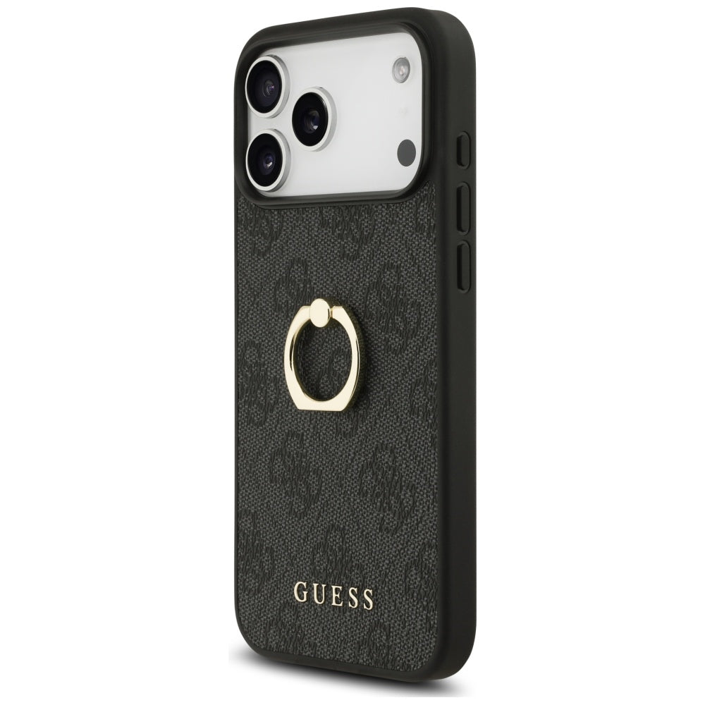 Funda para Apple iPhone 17 Pro Max, Guess, 4G Ring Stand, Negra