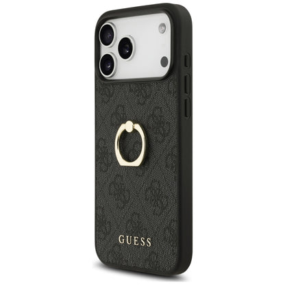 Funda para Apple iPhone 17 Pro Max, Guess, 4G Ring Stand, Negra