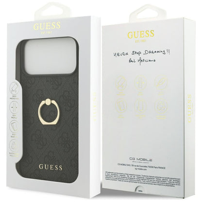 Funda para Apple iPhone 17 Pro Max, Guess, 4G Ring Stand, Negra
