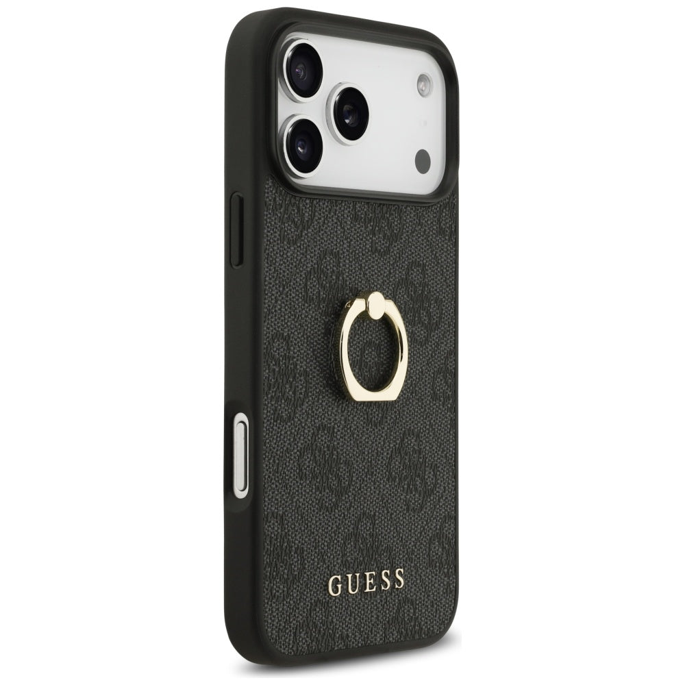 Funda para Apple iPhone 17 Pro Max, Guess, 4G Ring Stand, Negra