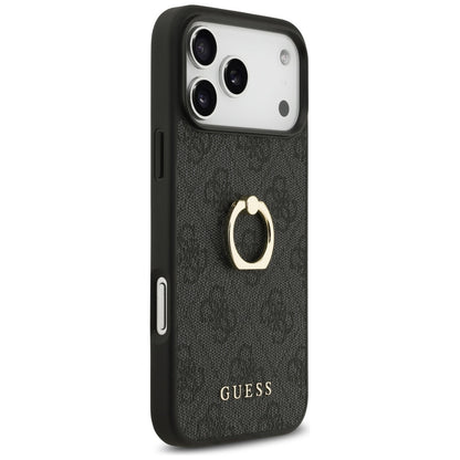 Funda para Apple iPhone 17 Pro Max, Guess, 4G Ring Stand, Negra