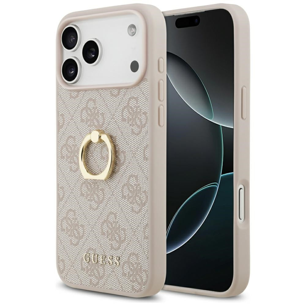 Funda para Apple iPhone 17 Pro Max, Guess, 4G Ring Stand, Rosa