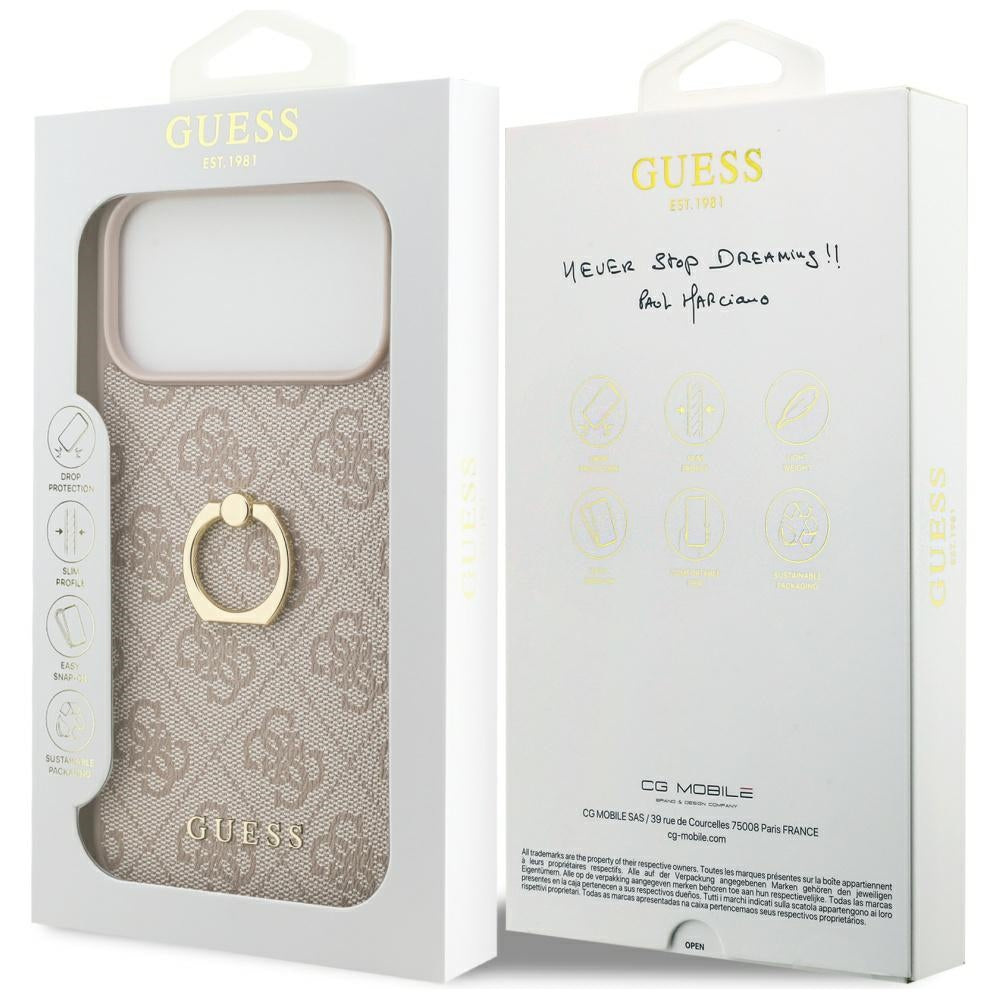 Funda para Apple iPhone 17 Pro Max, Guess, 4G Ring Stand, Rosa