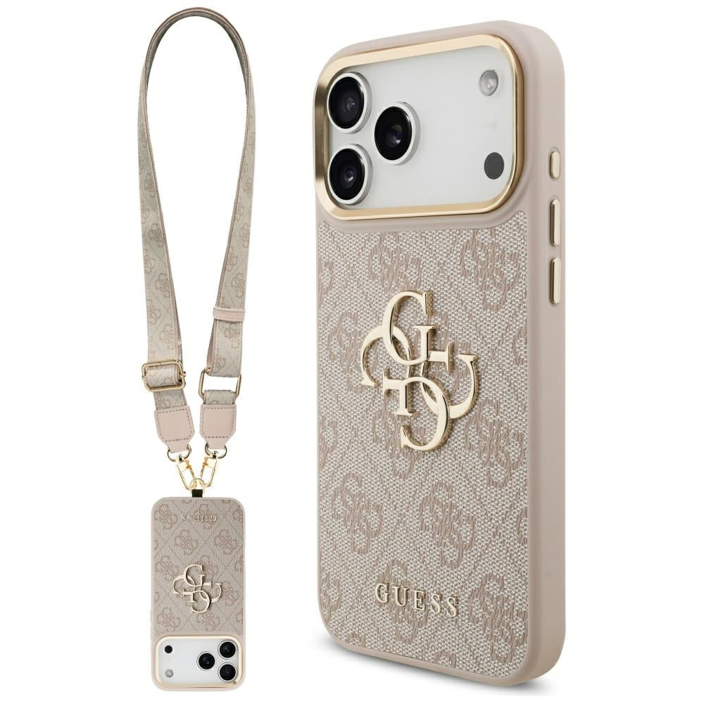 Funda para Apple iPhone 17 Pro Max, Guess, Big 4G Classic Logo with Big Strap, Rosa