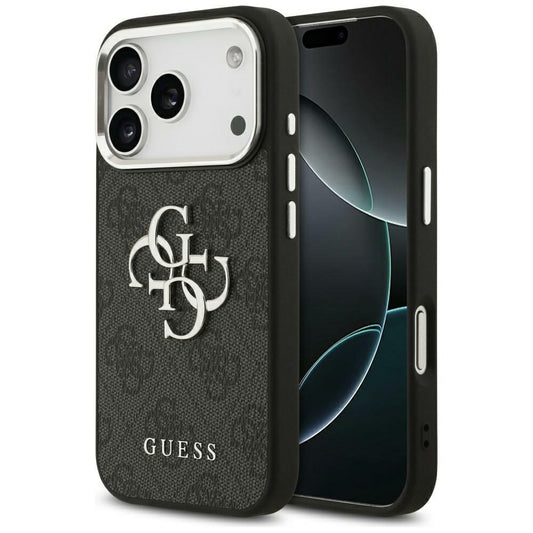 Funda para Apple iPhone 17 Pro Max, Guess, Big 4G Logo Classic, Negra Plateada