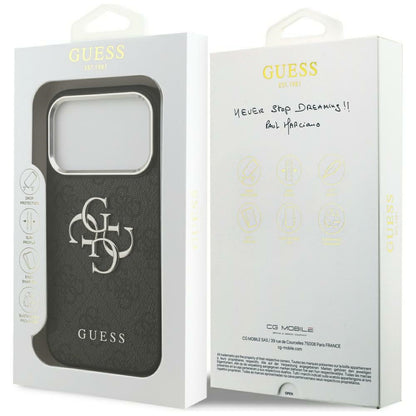 Funda para Apple iPhone 17 Pro Max, Guess, Big 4G Logo Classic, Negra Plateada