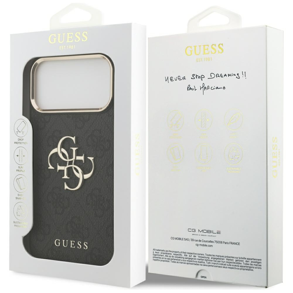 Funda para Apple iPhone 17 Pro Max, Guess, Big 4G Logo Classic, Negra Dorada