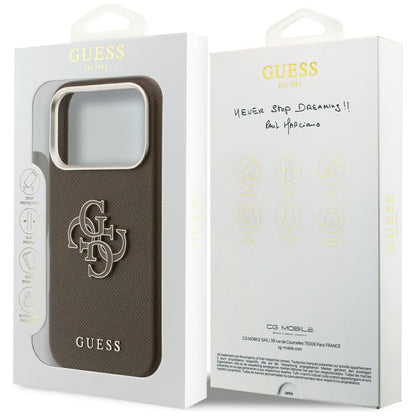 Funda para Apple iPhone 17 Pro Max, Guess, Resin Logo, Marrón