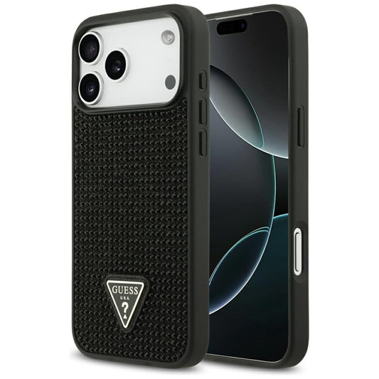 Funda para Apple iPhone 17 Pro Max, Guess, Logo Triángulo de Pedrería, Negra
