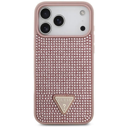 Funda para Apple iPhone 17 Pro Max, Guess, Rhinestone Triangle Logo, Rosa
