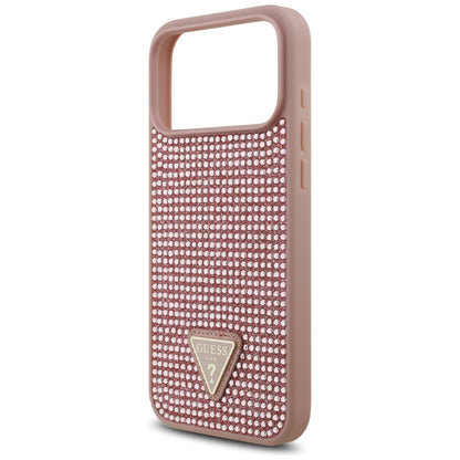 Funda para Apple iPhone 17 Pro Max, Guess, Rhinestone Triangle Logo, Rosa