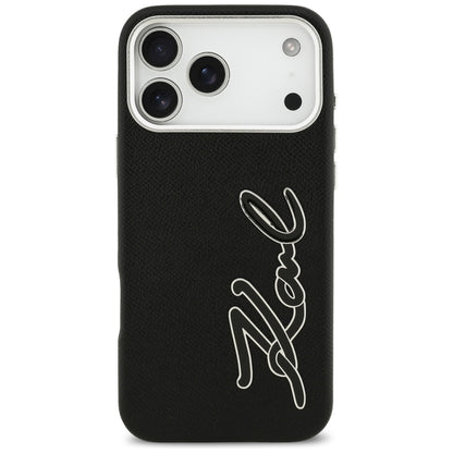 Case for Apple iPhone 17 Pro Max, Karl Lagerfeld, FW Grained Signature Logo, Black