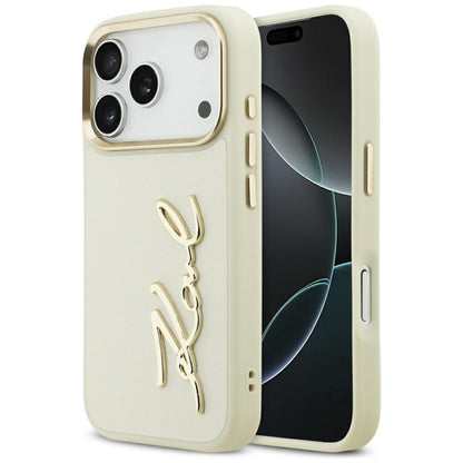 Funda para Apple iPhone 17 Pro Max, Karl Lagerfeld, Script Logo, Beige