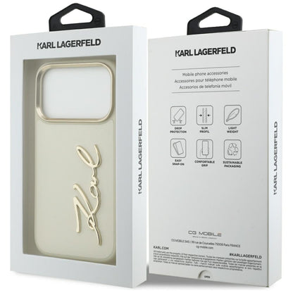 Funda para Apple iPhone 17 Pro Max, Karl Lagerfeld, Script Logo, Beige