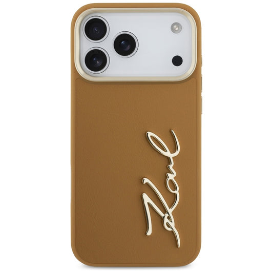 Funda para Apple iPhone 17 Pro Max, Karl Lagerfeld, Script Logo, Marrón