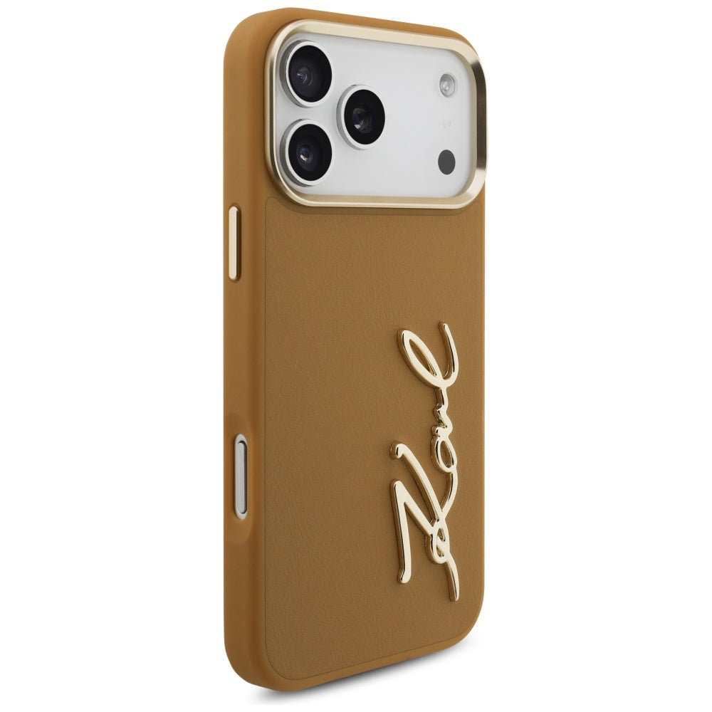 Funda para Apple iPhone 17 Pro Max, Karl Lagerfeld, Script Logo, Marrón