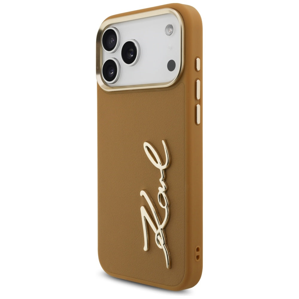 Funda para Apple iPhone 17 Pro Max, Karl Lagerfeld, Script Logo, Marrón