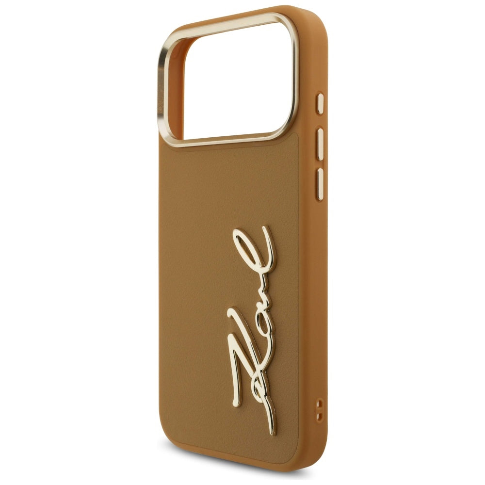 Funda para Apple iPhone 17 Pro Max, Karl Lagerfeld, Script Logo, Marrón