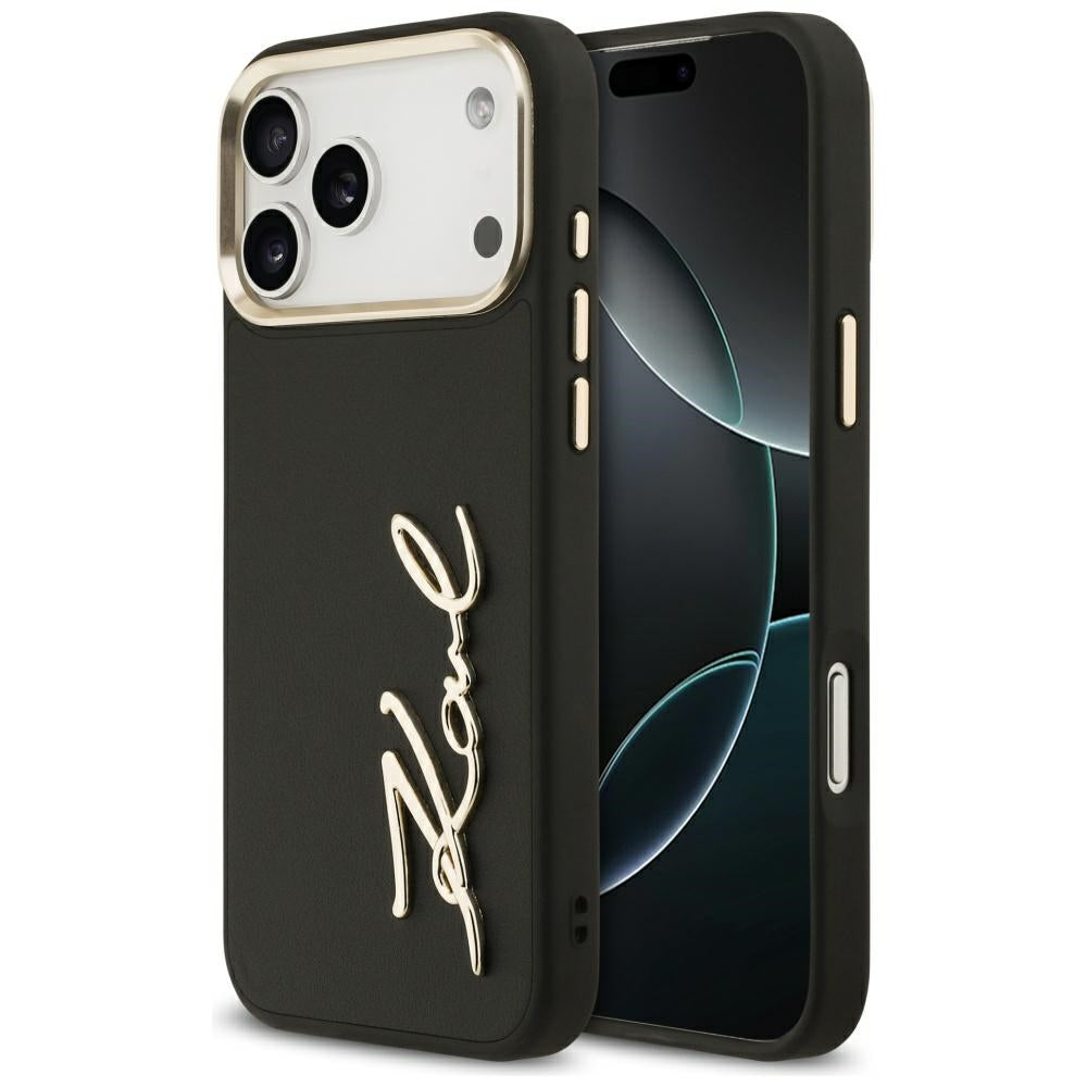 Funda para Apple iPhone 17 Pro Max, Karl Lagerfeld, Script Logo, Negra