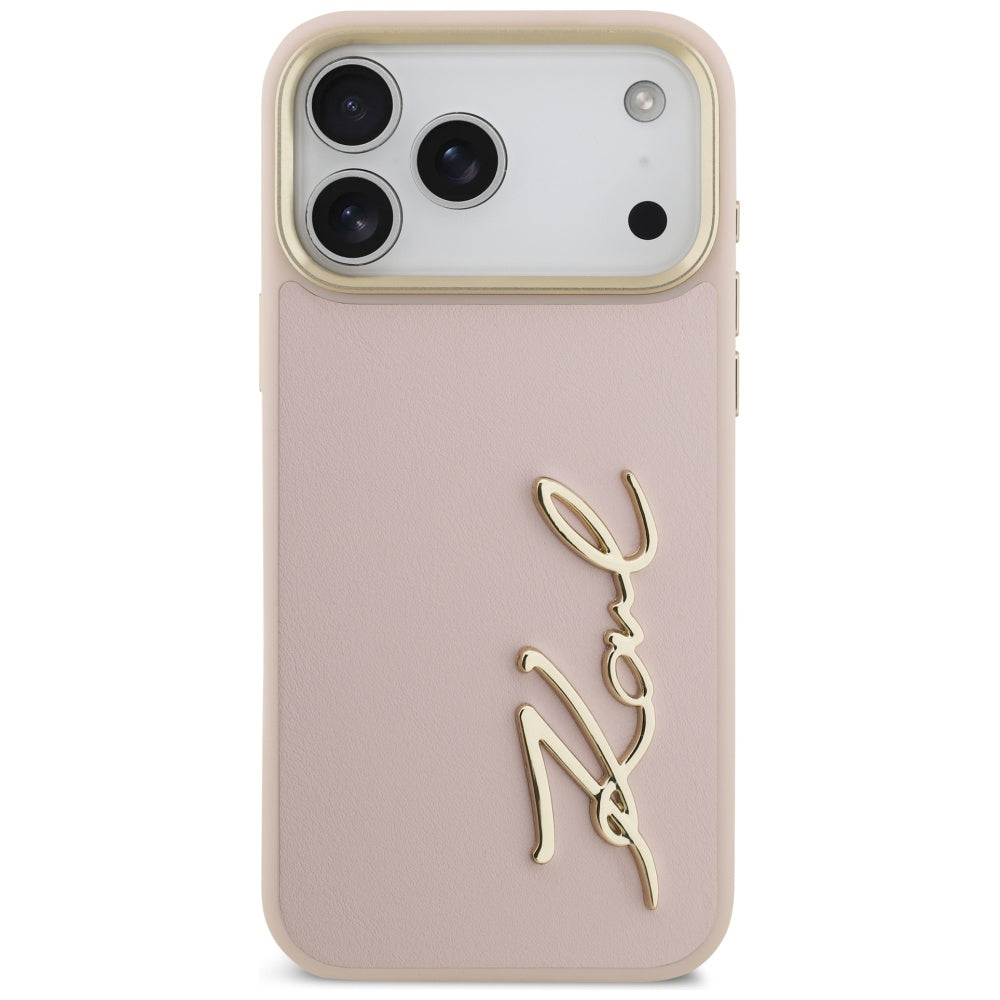Funda para Apple iPhone 17 Pro Max, Karl Lagerfeld, Script Logo, Rosa