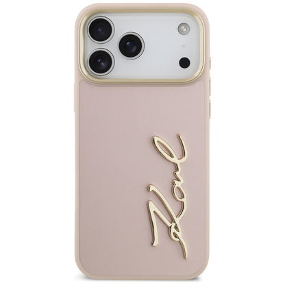 Funda para Apple iPhone 17 Pro Max, Karl Lagerfeld, Script Logo, Rosa