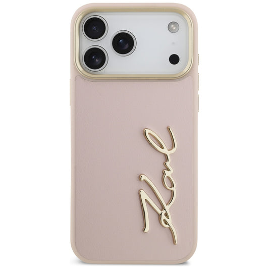 Funda para Apple iPhone 17 Pro Max, Karl Lagerfeld, Script Logo, Rosa