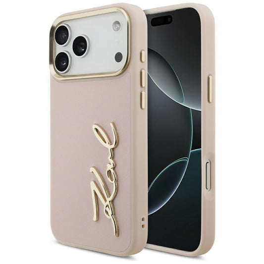 Funda para Apple iPhone 17 Pro Max, Karl Lagerfeld, Script Logo, Rosa