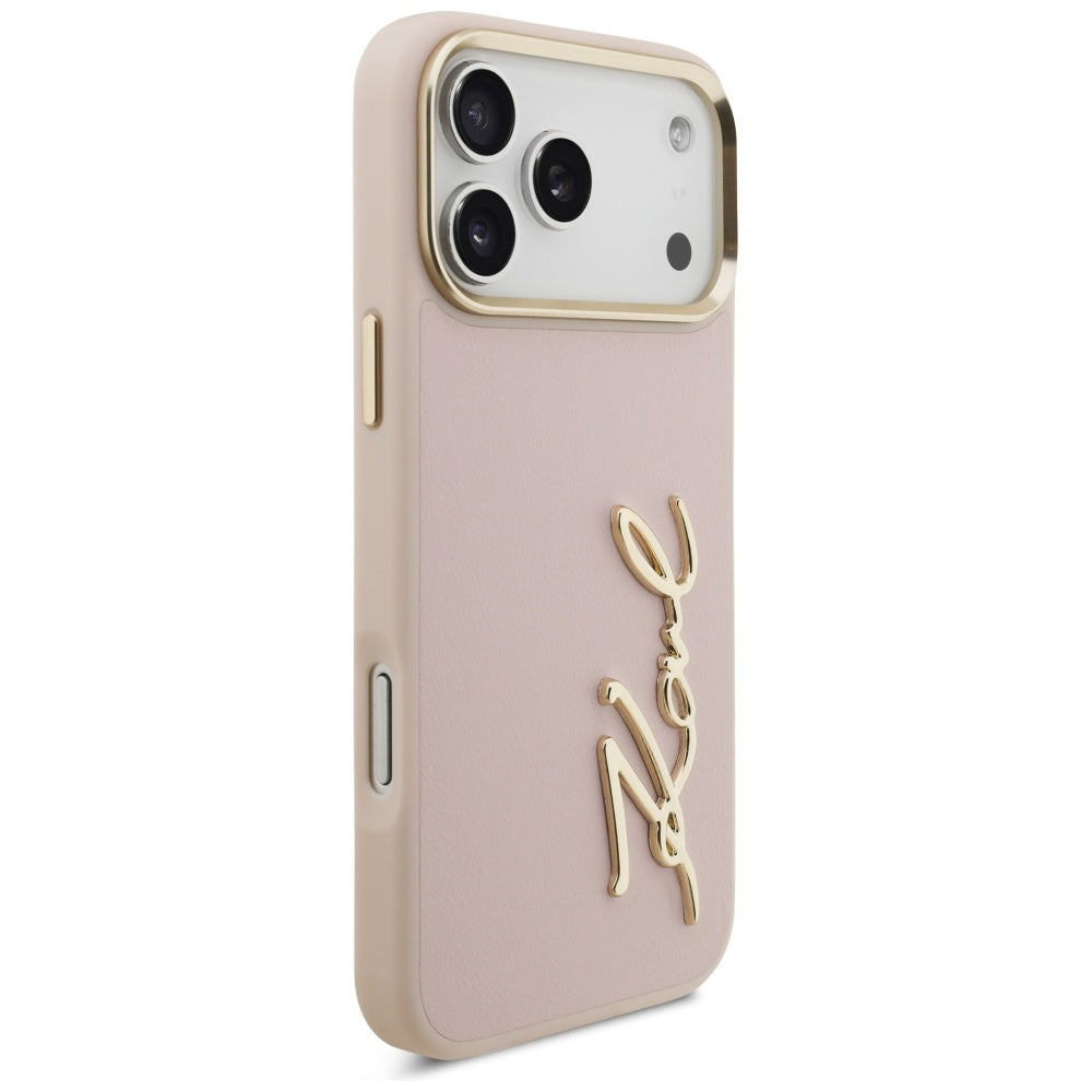 Funda para Apple iPhone 17 Pro Max, Karl Lagerfeld, Script Logo, Rosa