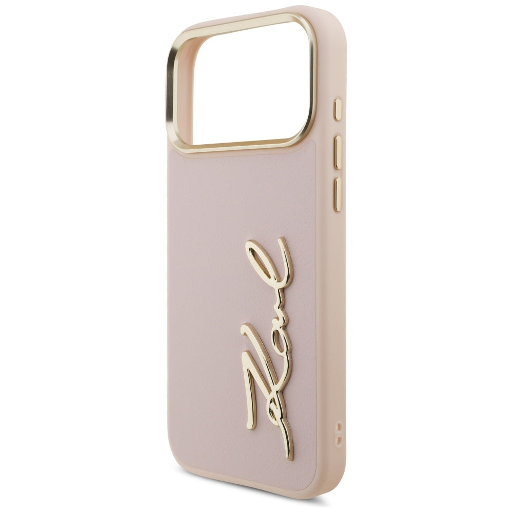 Funda para Apple iPhone 17 Pro Max, Karl Lagerfeld, Script Logo, Rosa