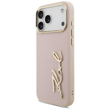 Funda para Apple iPhone 17 Pro Max, Karl Lagerfeld, Script Logo, Rosa