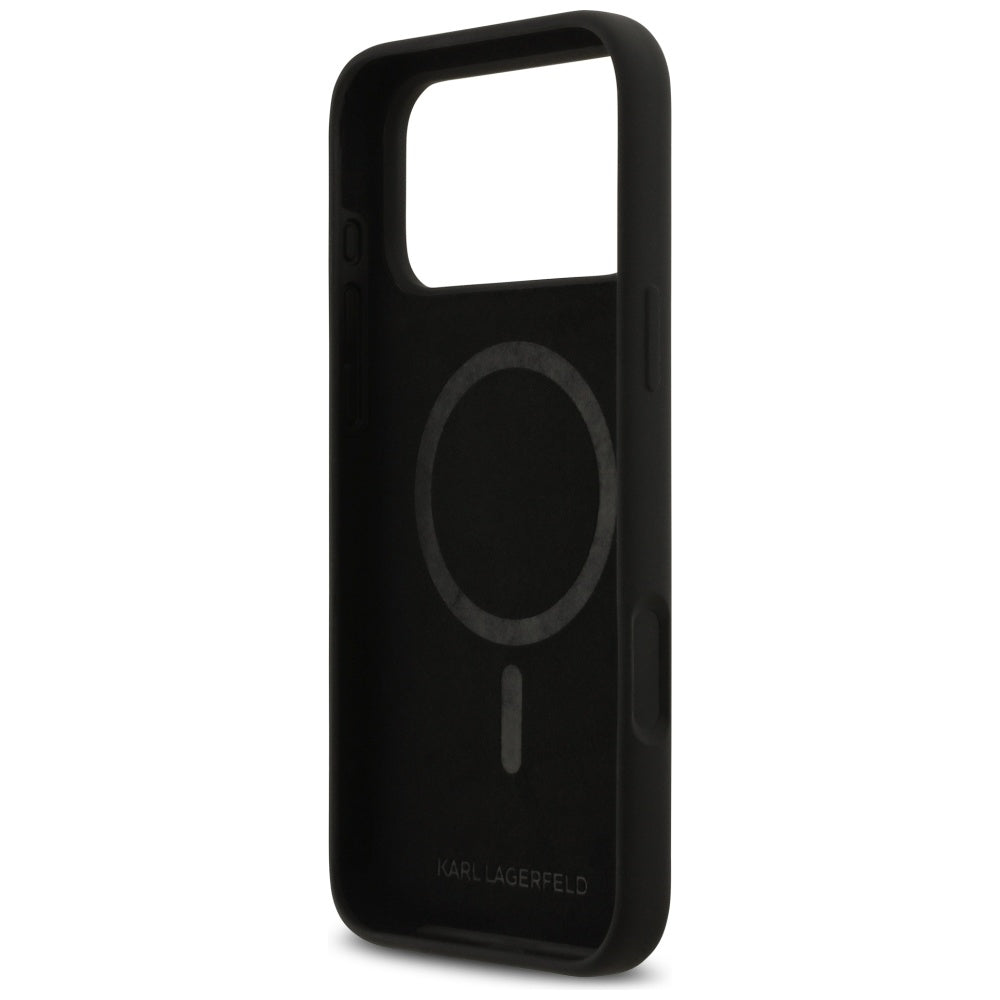Funda para Apple iPhone 17 Pro Max, Karl Lagerfeld, Sketch and Logo Karl & Choupette, Negra.