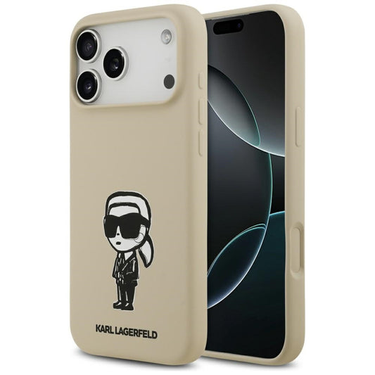 Funda para Apple iPhone 17 Pro Max, Karl Lagerfeld, Sketch and Logo Karl, Marrón