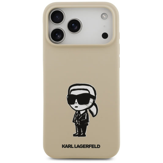 Funda para Apple iPhone 17 Pro Max, Karl Lagerfeld, Sketch and Logo Karl, Marrón