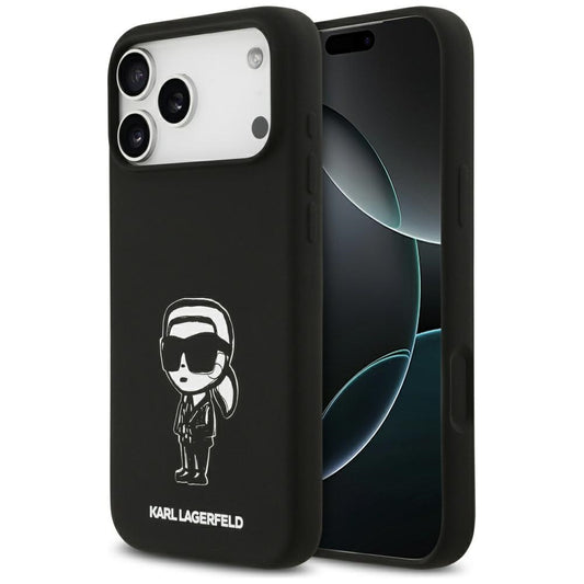 Funda para Apple iPhone 17 Pro Max, Karl Lagerfeld, Sketch and Logo Karl, Negra