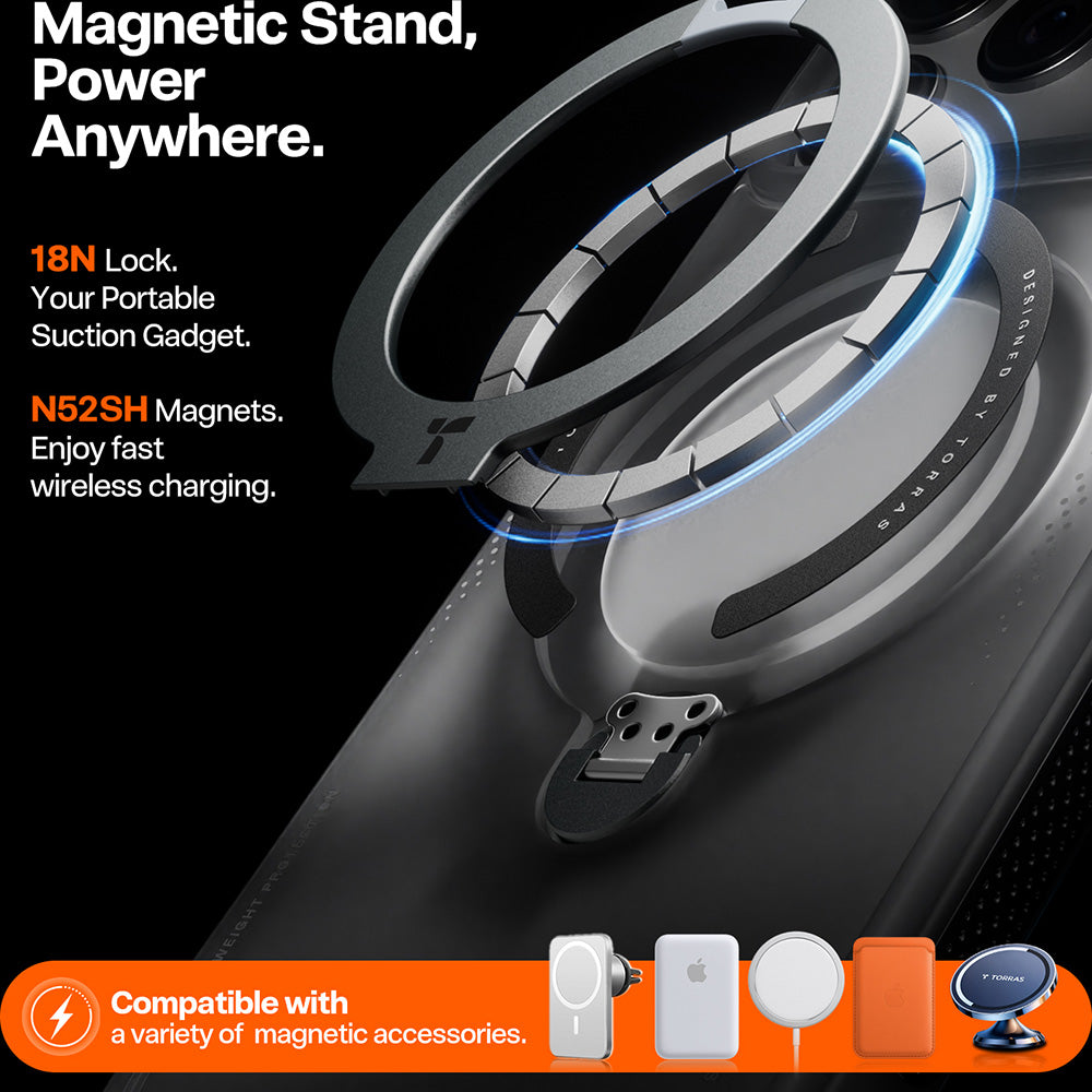Funda para Apple iPhone 17 Pro Max, Torras, Ostand Spin Air, Gris