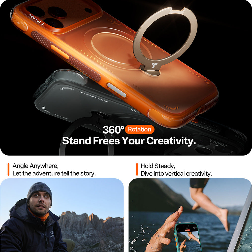 Funda para Apple iPhone 17 Pro Max, Torras, Ostand Spin Air, Gris