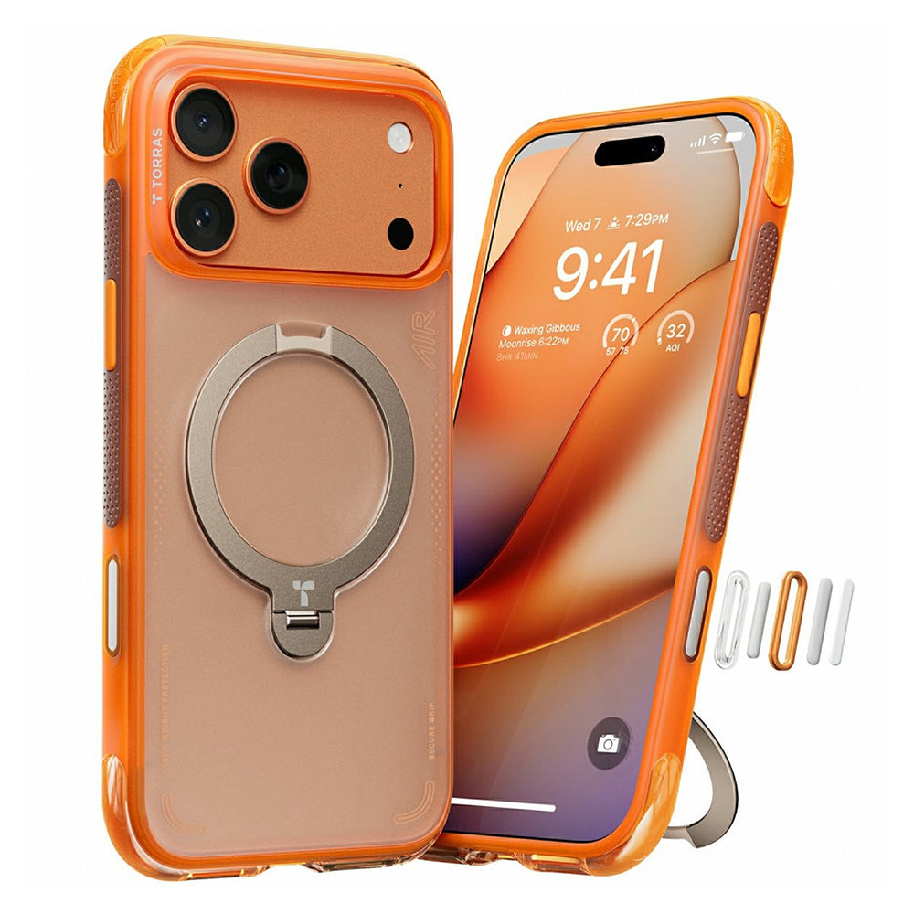Funda para Apple iPhone 17 Pro Max, Torras, Ostand Spin Air, Naranja