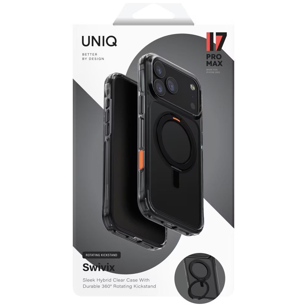 Funda para Apple iPhone 17 Pro Max, UNIQ, Swivix, Negra