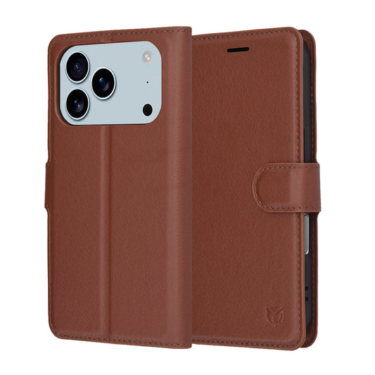Funda para Apple iPhone 17 Pro, Techsuit, Leather Folio, Marrón