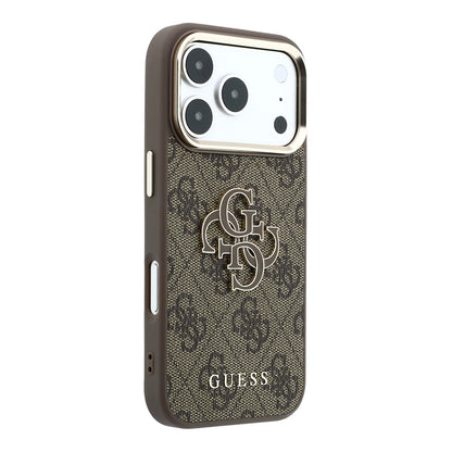 Funda para Apple iPhone 18 Pro / 17 Pro, Guess, Logo Grande 4G de Resina, Marrón