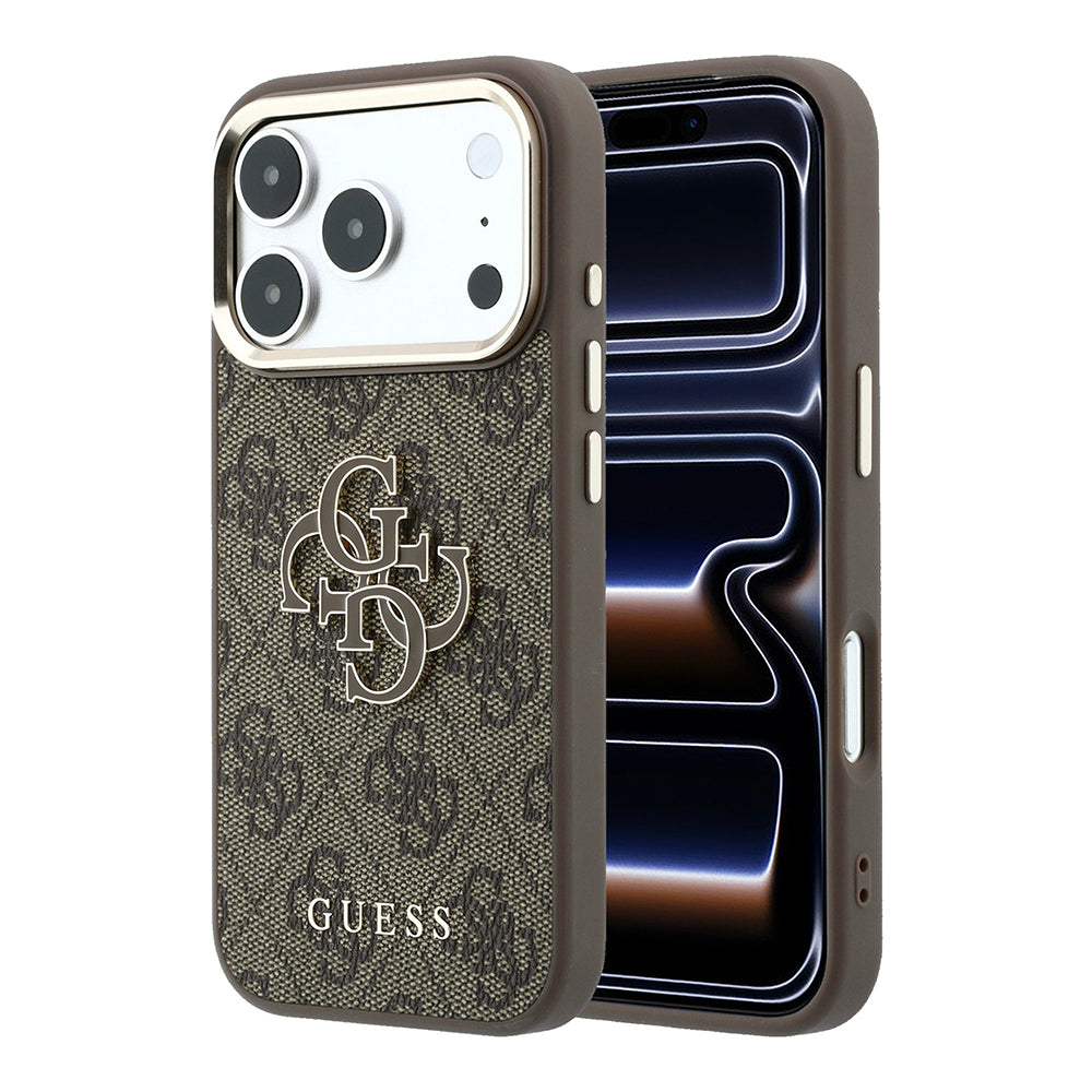 Funda para Apple iPhone 18 Pro / 17 Pro, Guess, Logo Grande 4G de Resina, Marrón