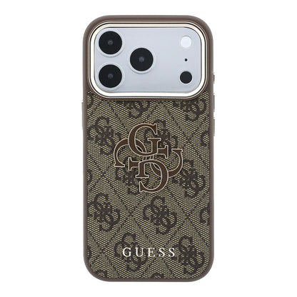 Funda para Apple iPhone 18 Pro / 17 Pro, Guess, Logo Grande 4G de Resina, Marrón