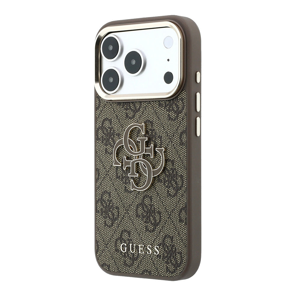 Funda para Apple iPhone 18 Pro / 17 Pro, Guess, Logo Grande 4G de Resina, Marrón
