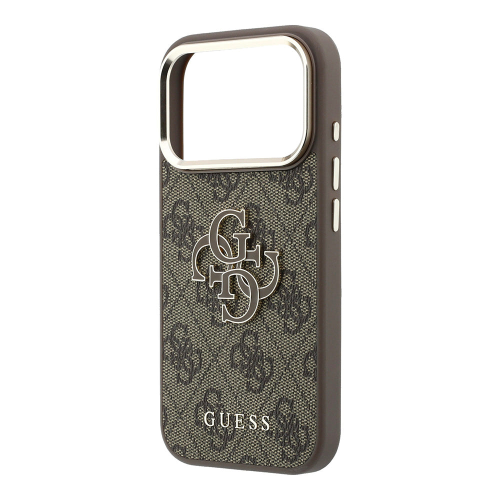 Funda para Apple iPhone 18 Pro / 17 Pro, Guess, Logo Grande 4G de Resina, Marrón