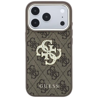 Funda para Apple iPhone 18 Pro / 17 Pro, Guess, 4G Big Strass Logo, Marrón