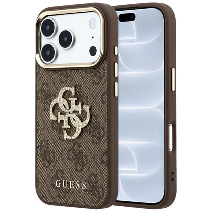 Funda para Apple iPhone 18 Pro / 17 Pro, Guess, 4G Big Strass Logo, Marrón