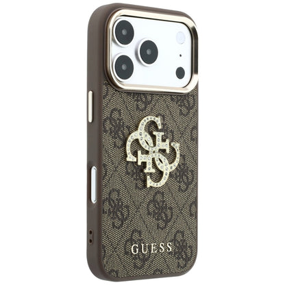 Funda para Apple iPhone 18 Pro / 17 Pro, Guess, 4G Big Strass Logo, Marrón